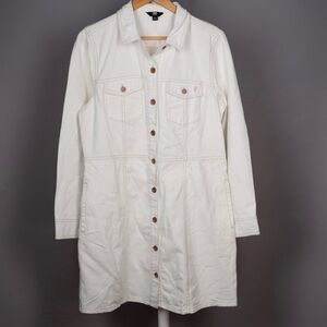 Frye White Long Button-Up Denim dress size Large NWOT
